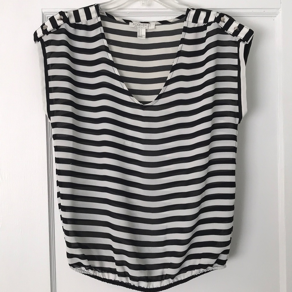 Black and white v-neck